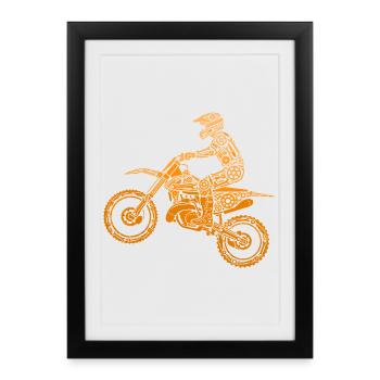 Motocross, pilote de motocross, motocross, motocross - Affiche encadrée (27 × 37 cm) - noir - Devant