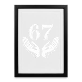 Drôle 67 Meme Mains Gen Alpha Humour - Affiche encadrée (27 × 37 cm) - noir - Devant