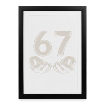 Drôle 67 Meme Mains Gen Alpha Humour - Affiche encadrée (27 × 37 cm) - noir - Devant