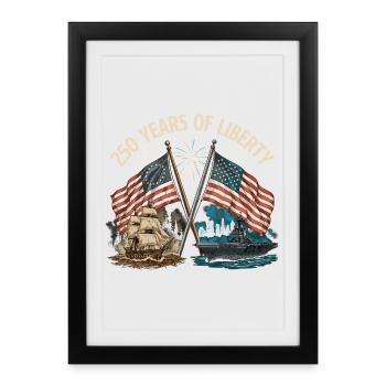 250 ans de liberté USA 1776 à 2026 Patriotique - Affiche encadrée (27 × 37 cm) - noir - Devant