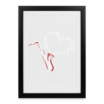 Saxophone Music Love Heart - Framed poster (27 × 37 cm) - black - Front