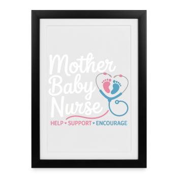 Emblème Mère-Bébé Infirmière - Affiche encadrée (27 × 37 cm) - noir - Devant