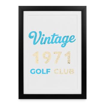 Cadeau rétro de l’année de naissance vintage du club de golf 1971 - Affiche encadrée (27 × 37 cm) - noir - Devant