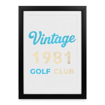 Cadeau rétro de l’année de naissance vintage du club de golf de 1981 - Affiche encadrée (27 × 37 cm) - noir - Devant
