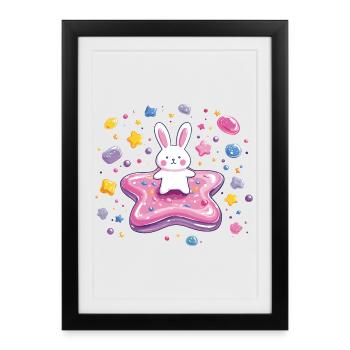 Petit Lapin sur la magie de l’Étoile Rose - Affiche encadrée (27 × 37 cm) - noir - Devant