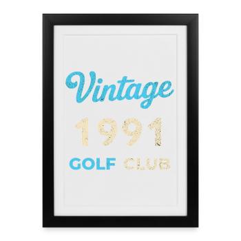 Cadeau rétro de l’année de naissance du club de golf vintage 1991 - Affiche encadrée (27 × 37 cm) - noir - Devant