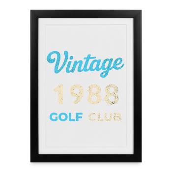 Cadeau rétro de l’année de naissance du club de golf vintage 1988 - Affiche encadrée (27 × 37 cm) - noir - Devant