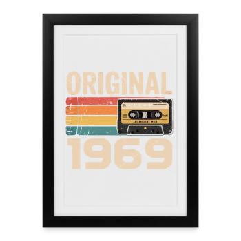 Original 1969 Vintage 1969 Rétro Anniversaire - Affiche encadrée (27 × 37 cm) - noir - Devant