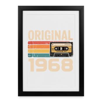 Original 1968 Vintage 1968 Rétro Anniversaire - Affiche encadrée (27 × 37 cm) - noir - Devant