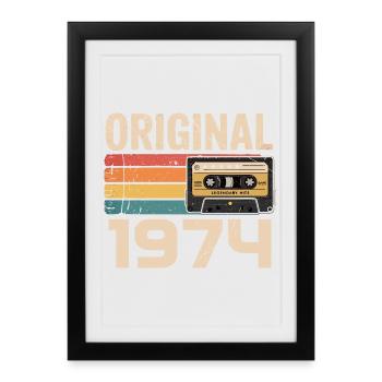 Original 1974 Vintage 1974 Rétro Anniversaire - Affiche encadrée (27 × 37 cm) - noir - Devant