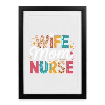 Épouse Maman Infirmière Léopard - Affiche encadrée (27 × 37 cm) - noir - Devant