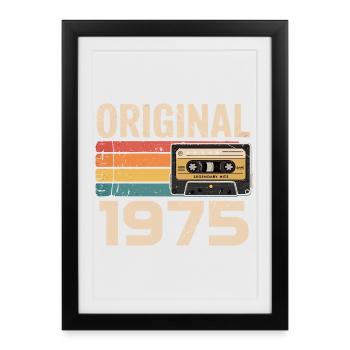Original 1975 Vintage 1975 Rétro Anniversaire - Affiche encadrée (27 × 37 cm) - noir - Devant
