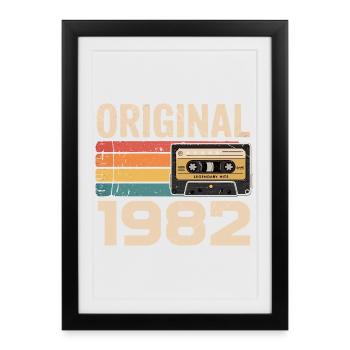 Original 1982 Vintage 1982 Rétro Anniversaire - Affiche encadrée (27 × 37 cm) - noir - Devant
