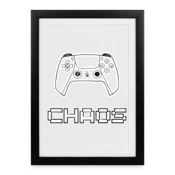 Controlled Chaos – Gaming Controller Chaos Design  - Framed poster (27 × 37 cm) - black - Front