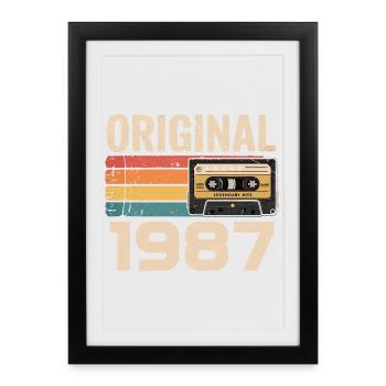 Original 1987 Vintage 1987 Rétro Anniversaire - Affiche encadrée (27 × 37 cm) - noir - Devant