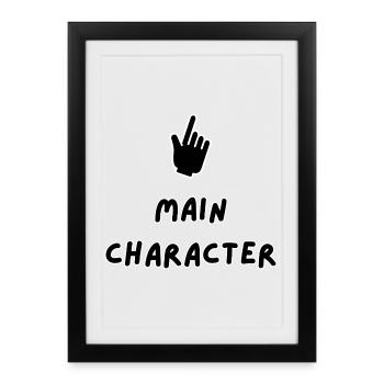 Personnage principal – Conception typographique audacieuse - Affiche encadrée (27 × 37 cm) - noir - Devant