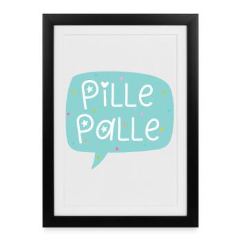 Pille Palle - tout est facile pour les enfants - Affiche encadrée (27 × 37 cm) - noir - Devant