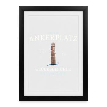 My anchorage Travemünde lighthouse, drawing - Framed poster (27 × 37 cm) - black - Front