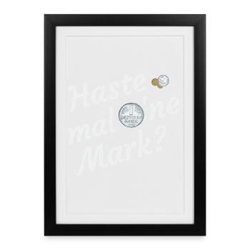 Do you have a mark? Retro, Hand Drawing Coins - Framed poster (27 × 37 cm) - black - Front