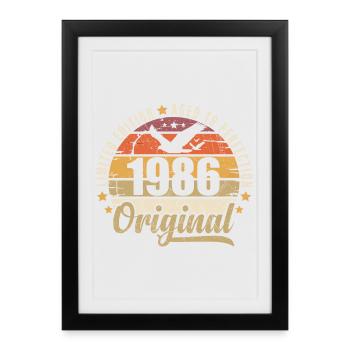 1986 Cadeau d'anniversaire 1986 Original 1986 - Affiche encadrée (27 × 37 cm) - noir - Devant