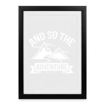 Adventure Start: Mountains and Path - Framed poster (27 × 37 cm) - black - Front