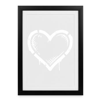 Heart Icon Vintage - Affiche encadrée (27 × 37 cm) - noir - Devant