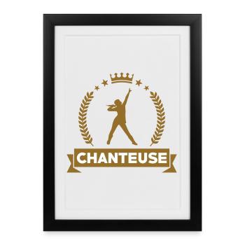 Singer – melody, female voice, passion, stage - Framed poster (27 × 37 cm) - black - Front