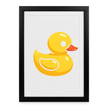Costume de canard en caoutchouc Canard en caoutchouc Canard en caoutchouc jaune - Affiche encadrée (27 × 37 cm) - noir - Devant