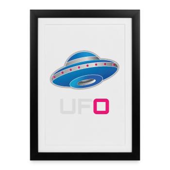Futuristic Neon UFO - Framed poster (27 × 37 cm) - black - Front