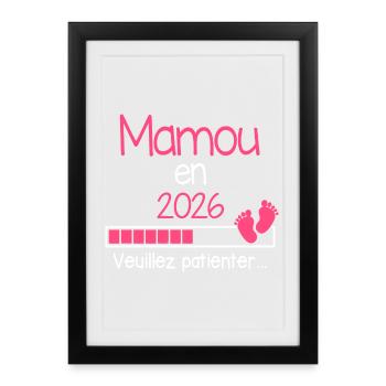 Mamou en 2026 Cadeau Future Mamie - Affiche encadrée (27 × 37 cm) - noir - Devant