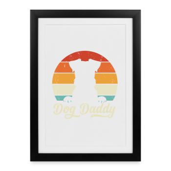 Retro Dog Daddy Vintage Sunset Funny Pet Dad - Framed poster (27 × 37 cm) - black - Front