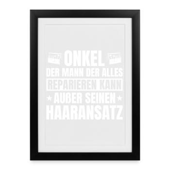 Oncle Artisan Calvitie Drôle - Affiche encadrée (27 × 37 cm) - noir - Devant