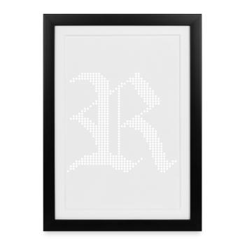 Monochrome Gothic R Pixel Design - Framed poster (27 × 37 cm) - black - Front