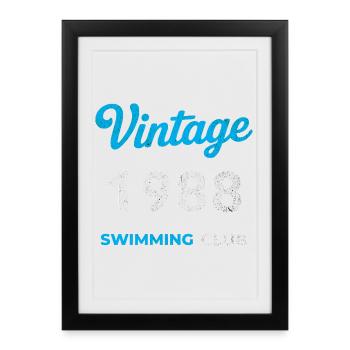 Vintage 1988 – Swimming Club Retro Birth Year - Framed poster (27 × 37 cm) - black - Front