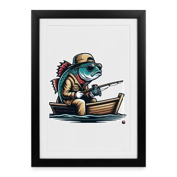 Fishing Anglers - Framed poster (27 × 37 cm) - black - Front