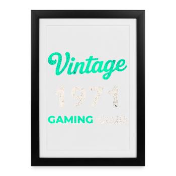Vintage 1971 – Année de naissance rétro du Gaming Club - Affiche encadrée (27 × 37 cm) - noir - Devant