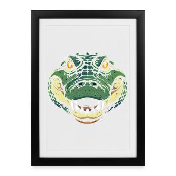 Illustration de bande dessinée Crocodile Head Crocodile Mode Crocodile Head - Affiche encadrée (27 × 37 cm) - noir - Devant