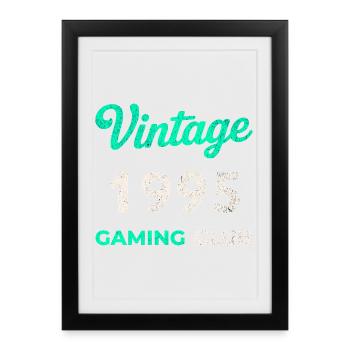 Vintage 1995 – Année de naissance rétro du Gaming Club - Affiche encadrée (27 × 37 cm) - noir - Devant