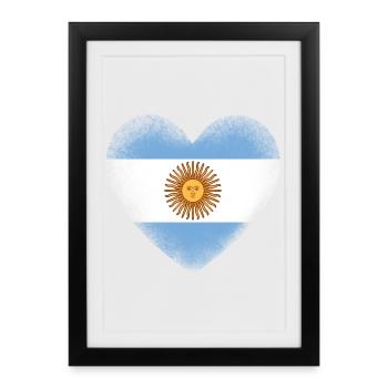 Cœur du drapeau argentin Fierté argentine Art de la fierté - Affiche encadrée (27 × 37 cm) - noir - Devant