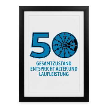 HU mars 2026 - 50 ans - Cadeau d’anniversaire - Affiche encadrée (27 × 37 cm) - noir - Devant