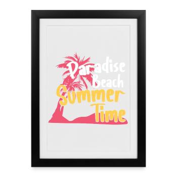 Paradise Beach Summer Time Retro Design - Framed poster (27 × 37 cm) - black - Front