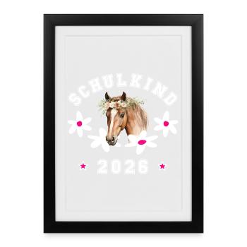 Inscription à l’école de chevaux pour enfants de l’école en 2026 - Affiche encadrée (27 × 37 cm) - noir - Devant