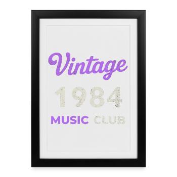 Vintage 1984 Music Club Rétro Année de naissance Vintage - Affiche encadrée (27 × 37 cm) - noir - Devant