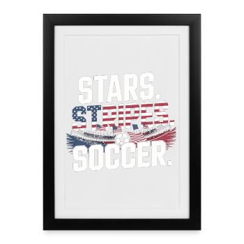 Stars Stripes Soccer – USA Fußball Fan - Framed poster (27 × 37 cm) - black - Front