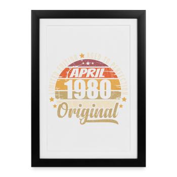 Cadeau D'anniversaire Avril 1980 - Affiche encadrée (27 × 37 cm) - noir - Devant