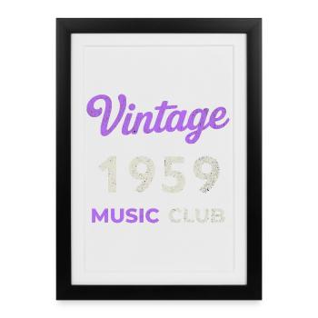 Vintage 1959 Music Club Rétro Année de naissance vintage - Affiche encadrée (27 × 37 cm) - noir - Devant