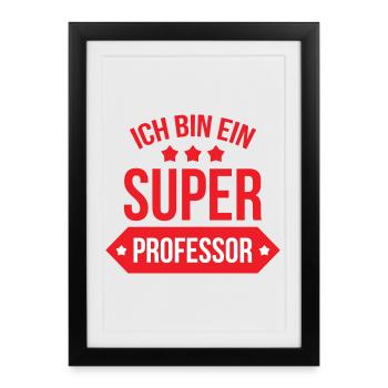 Super Professeur Étoiles Typographie Rouge et Blan - Affiche encadrée (27 × 37 cm) - noir - Devant