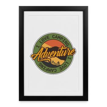 Adventure Camping Badge - Framed poster (27 × 37 cm) - black - Front