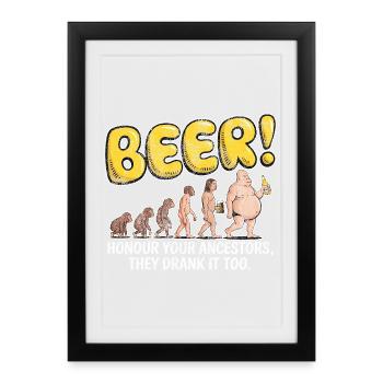 Evolution Beer Funny Witty Beer - Framed poster (27 × 37 cm) - black - Front