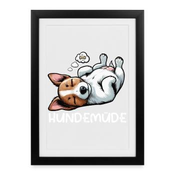 Hundemüde Jack Russel terrier Jack russel besitzer - Gerahmtes Poster (27 × 37 cm) - Schwarz - Vorne